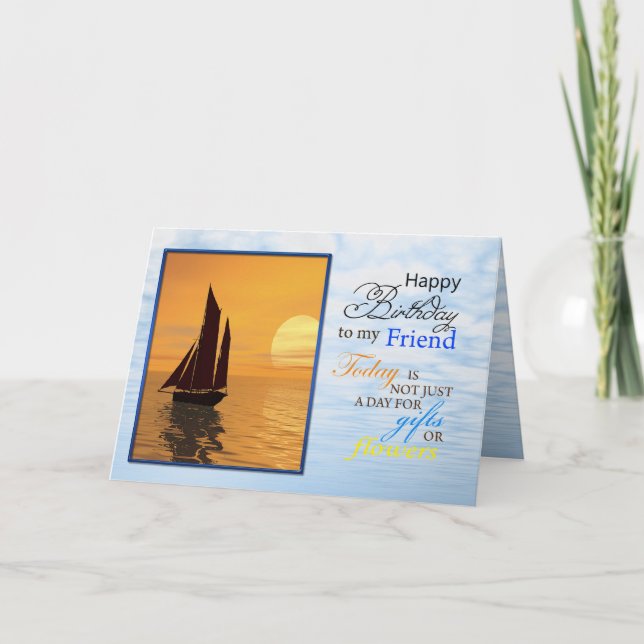 Une carte d'anniversaire pour un ami. Un yacht à v (Devant)