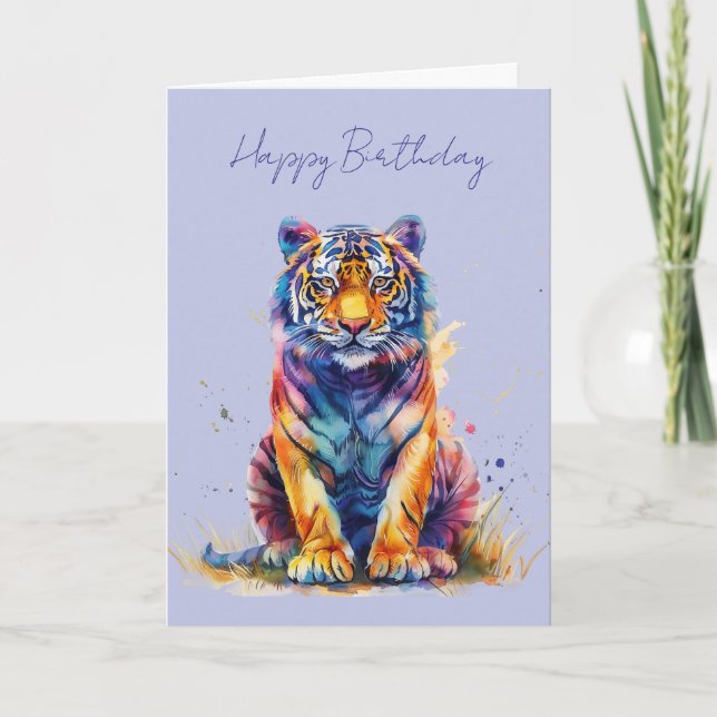 Une carte d'art du tigre coloré (Devant)