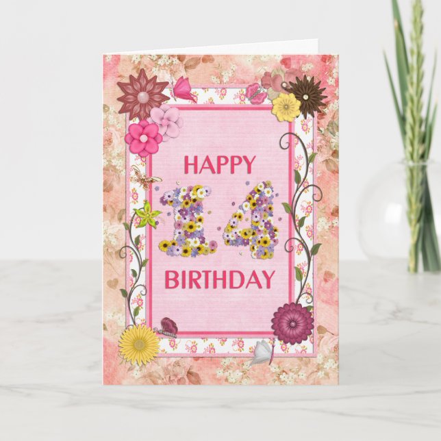 Une carte de 14e anniversaire de naissance (Devant)