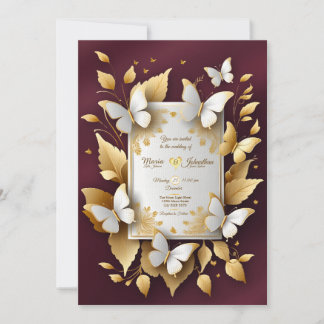 Une carte de Faire-part de mariage d'or et de Bour