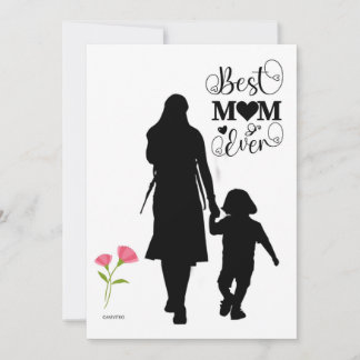 Une carte de fête des mères noir blanc rose
