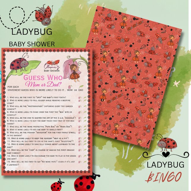 Une carte de jeu de devinette Ladybug intitulée Un (A Sweet Little Lady Ladybug Guess Who Game Card)