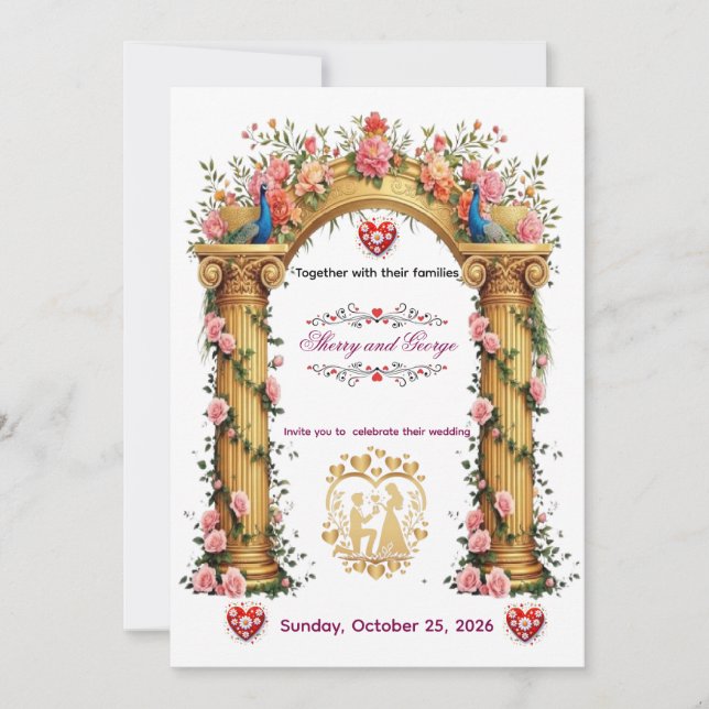 Une carte de mariage classique et joyeuse. (Devant)