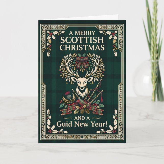 Une carte de Noël des Highlands très écossaise (Devant)