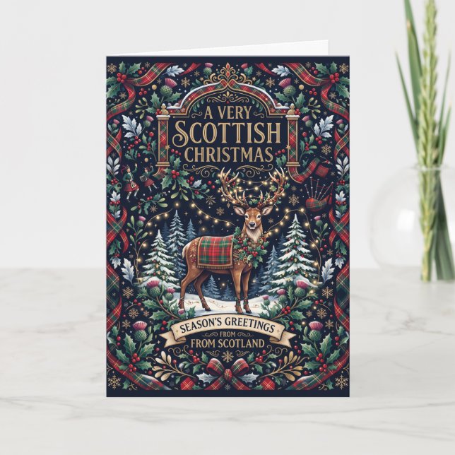 Une carte de Noël écossaise tartan joyeuse (Devant)
