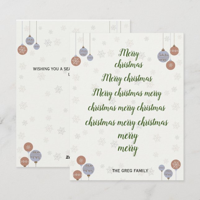 Une carte de Noël personnalisée avec une typograph (Devant / Derrière)