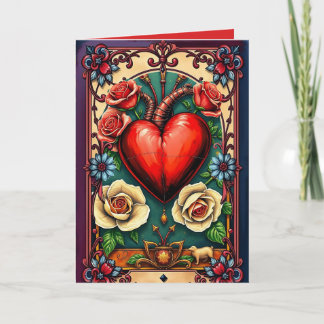 Une carte de note pliée au coeur