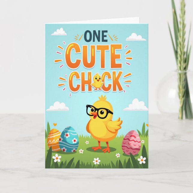 Une Carte De Printemps Joyeuse Avec Un Petit Poule (Devant)