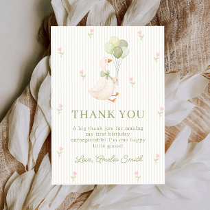 Une carte de remerciement florale avec des ballons