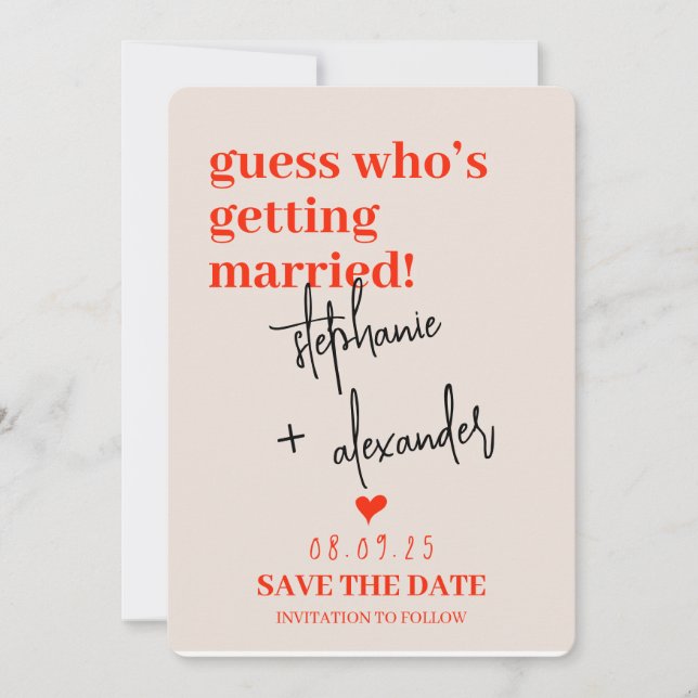Une carte de save the date de mariage moderne avec (Devant)