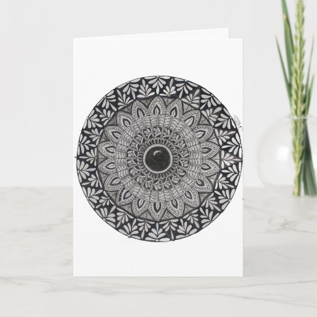 Une carte de vœux d'art mandala monochrome (Devant)