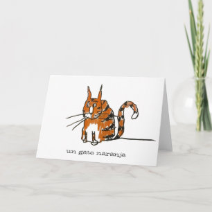 Une Carte De Vœux De Dessin Animé De Chat Orange