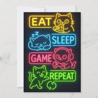 Une carte de vœux drôle de chat de gamer grincheux