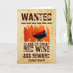 Une carte de voeux Recherchée au vin rouge!