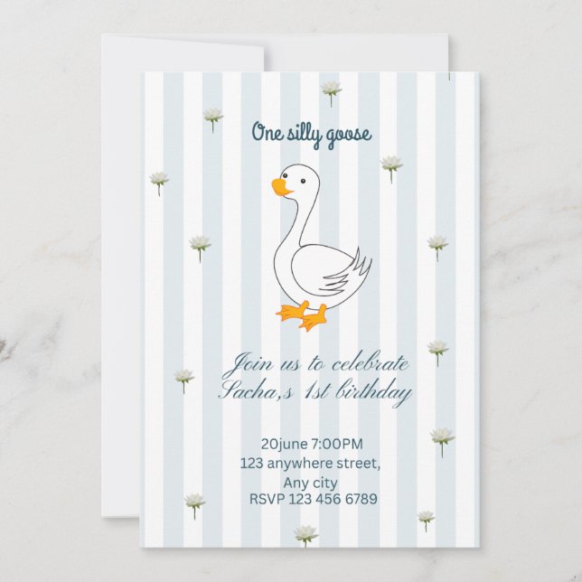 Une carte d'invitation d'anniversaire One Silly Go (Devant)