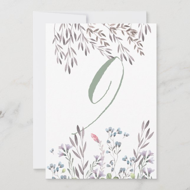 Une carte double face de table de mariage aux fleu (Devant)