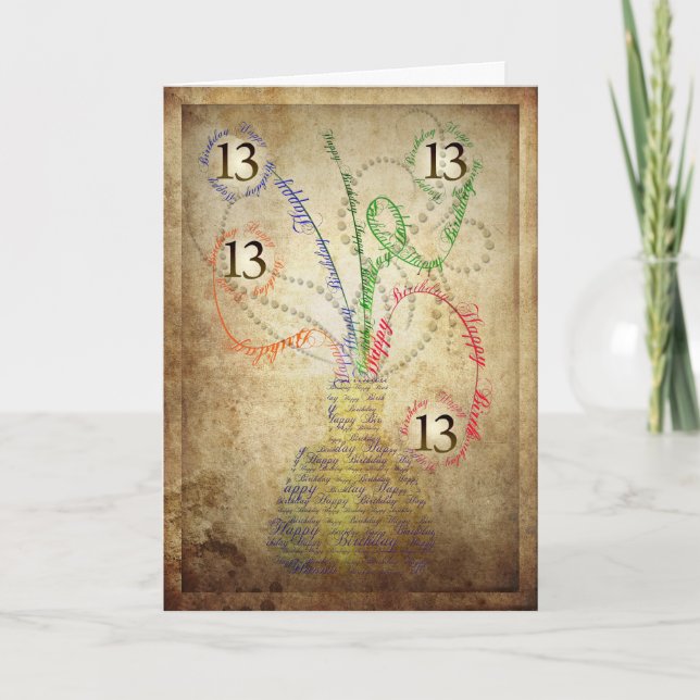 Une carte grungy 13e anniversaire (Devant)