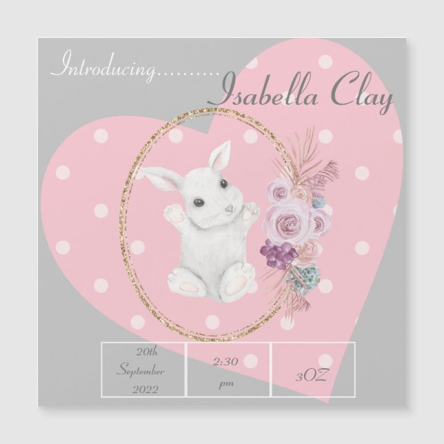 UNE CARTE MAGNÉTIQUE FAIRE-PART DE NAISSANCE PERSO (Devant)