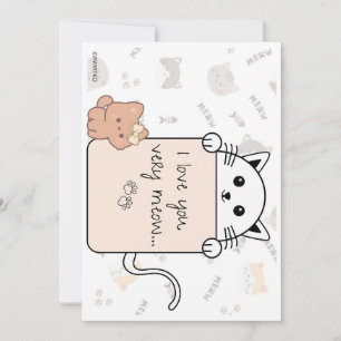 Une carte mignonne de Je t'aime beaucoup Meow et