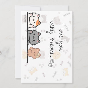 Une carte mignonne de je t'aime très meow à un am