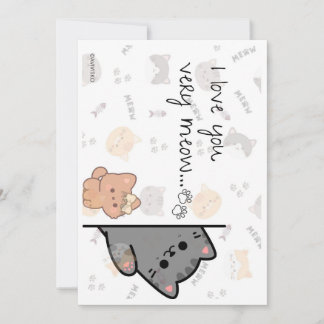 Une carte mignonne de je t'aime très miaou à un a
