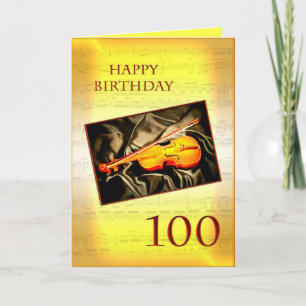 Une carte musicale 100e anniversaire avec un violo