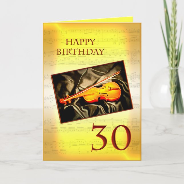 Une carte musicale de 30ème anniversaire avec un v (Devant)