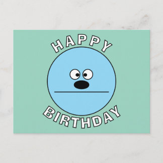 Une carte postale d'anniversaire avec un visage dr