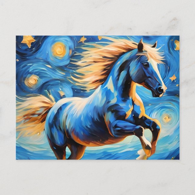 Une carte postale de cheval de La Nuit étoilée de  (Devant)