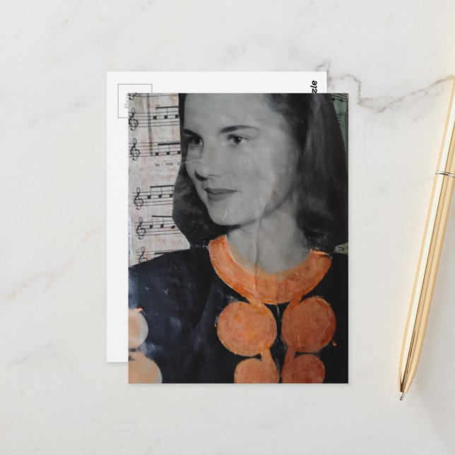 Une carte postale de collage de femme magnifique d (Devant/Arrière en situation)