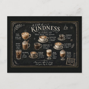 Une carte postale de menu de café vintage "Une tas