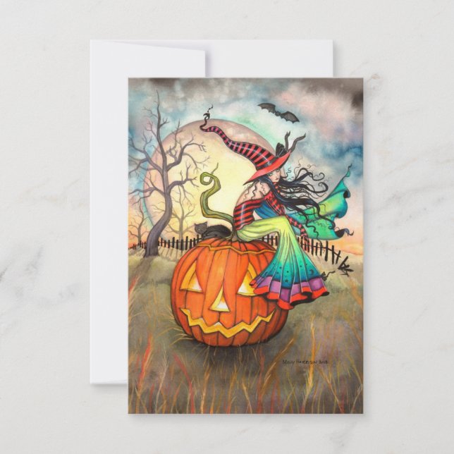 Une carte postale Halloween avec une citrouille gé (Devant)