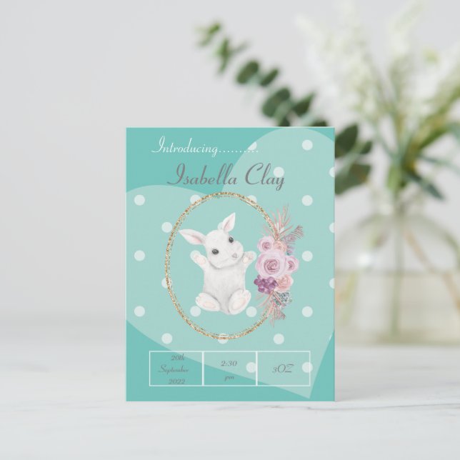 UNE CARTE POSTALE PERSONNALISÉE D'ANNONCE DE NAISS (Debout devant)