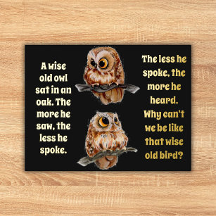 Une carte postale Wise Old Owl Foil