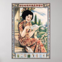 Une Chinoise Étudie Vieux Shanghai Poster Tabac Pu