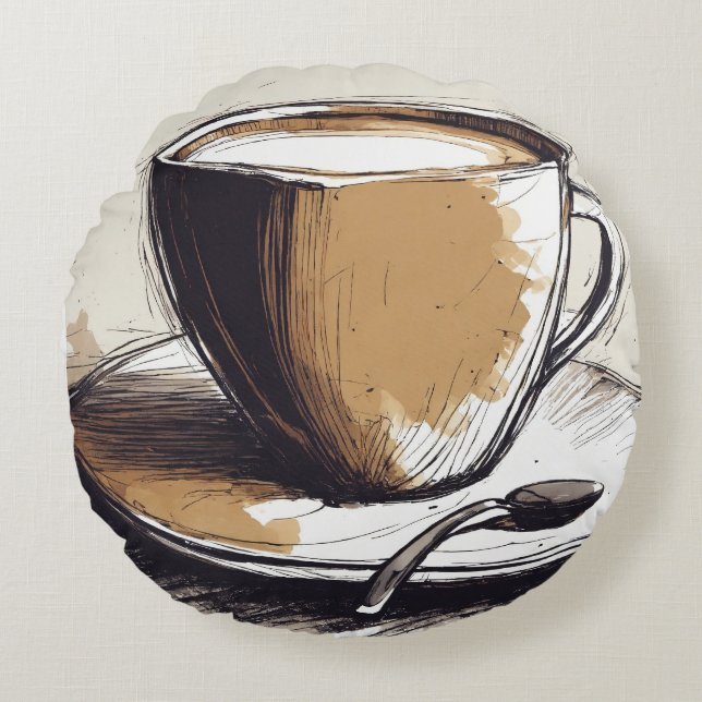 Une Coupe de thé dessinant autour du coussin (Devant)