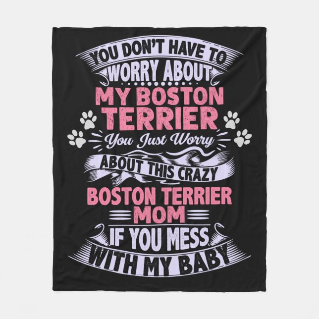 Une couverture en toison "Boston Terrier". (Devant)