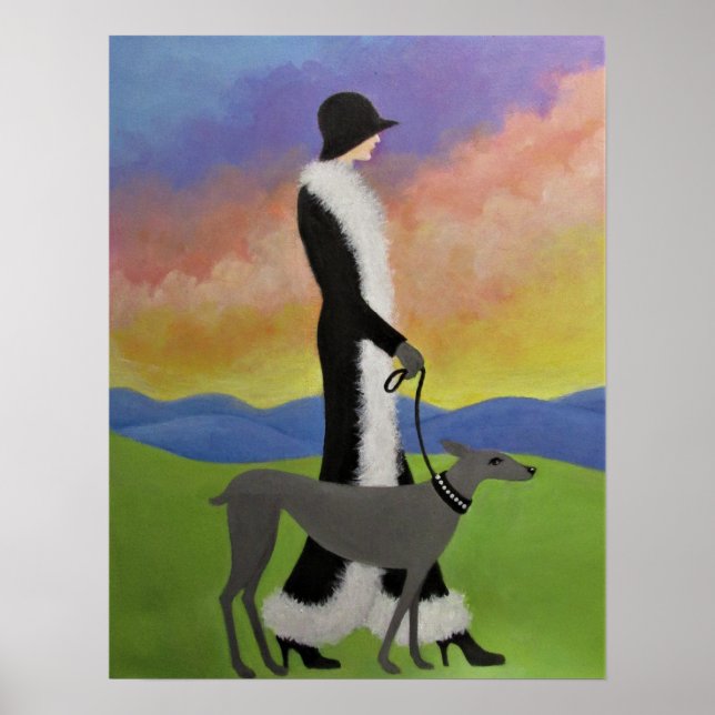 Une dame promenant son chien / Poster (Devant)
