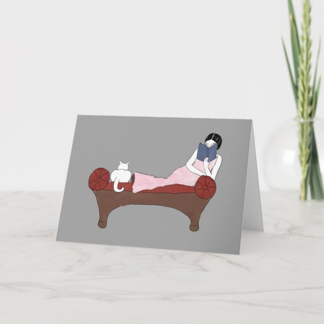Une dame, un chat et une très bonne carte de note  (Devant)