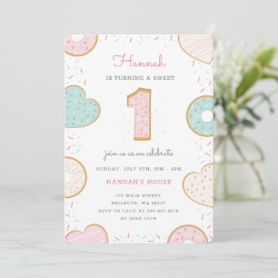 Une Donut One Anniversaire invitation rose