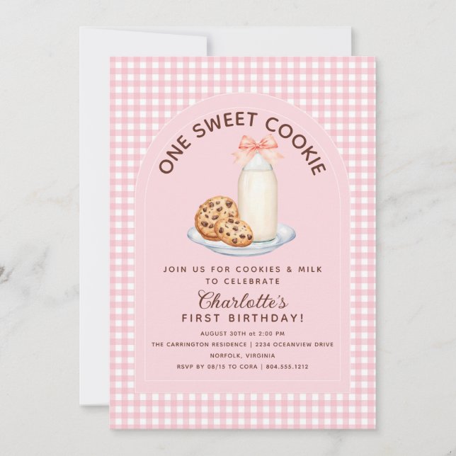 Une douce Cookie Girl première invitation annivers (Devant)