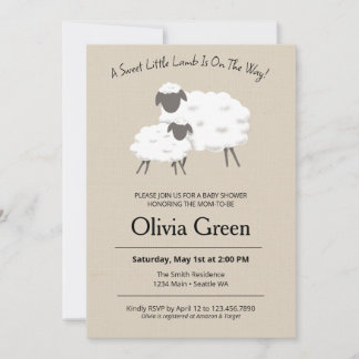 Une douce Petite Agneau Baby shower Invitation