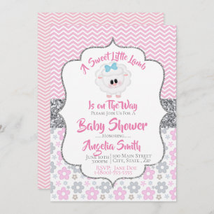 Une douce Petite Agneau Baby shower Invitation
