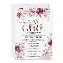 Une douce petite fille Baby shower invitation