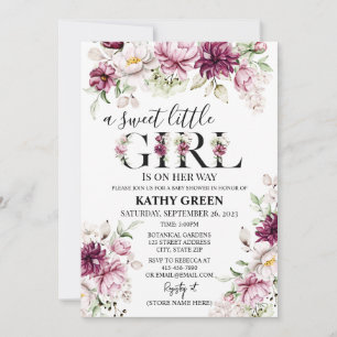 Une douce petite fille Baby shower invitation