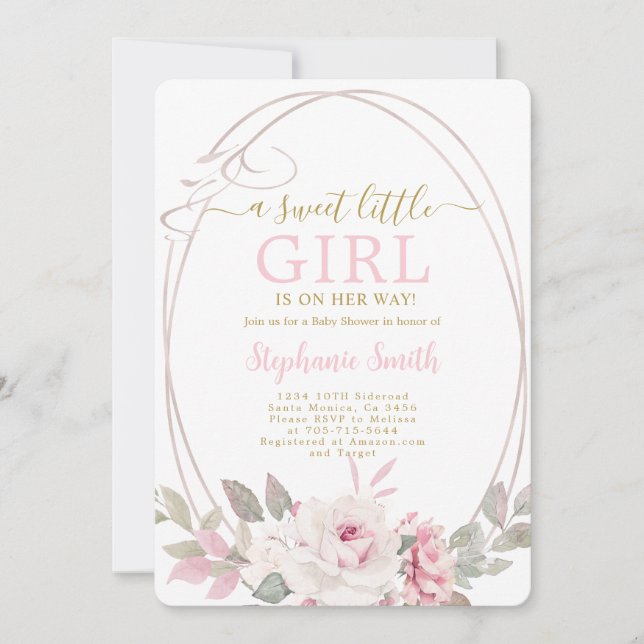 Une douce petite fille Baby shower invitation (Devant)