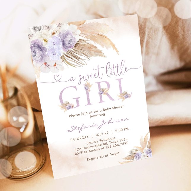 Une Douce Petite Fille Invitation Baby Shower Pamp (Créateur téléchargé)
