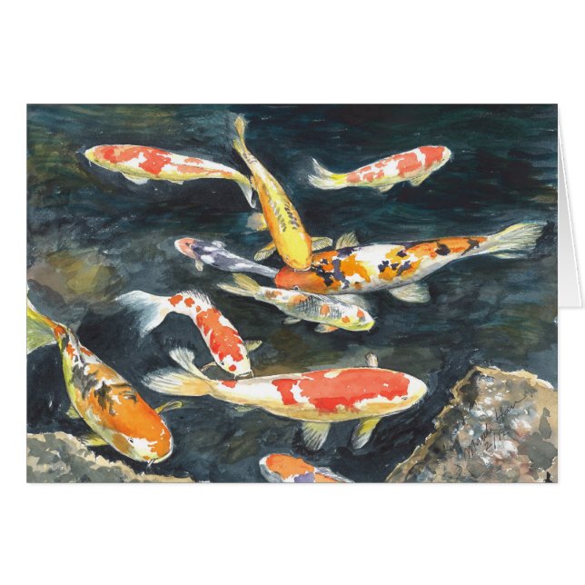 Une école des poissons de Koi dans un étang (Devant horizontal)