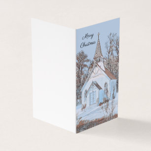 Une église de campagne nichée dans la neige - Bleu