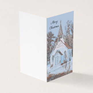 Une église de campagne nichée dans la neige - Bleu